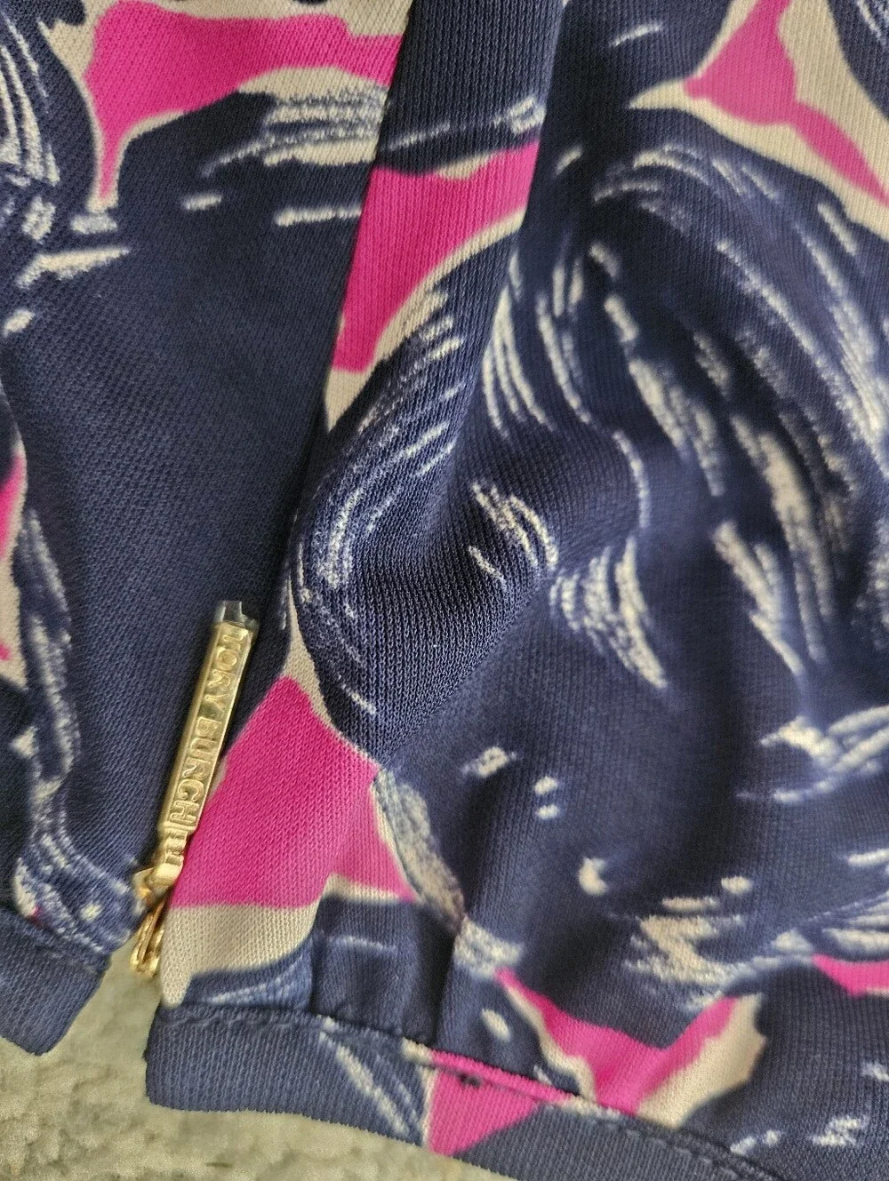 Tory Burch Flinnia Dress Wild Orchid Navy Pink Abstract Circle Size M